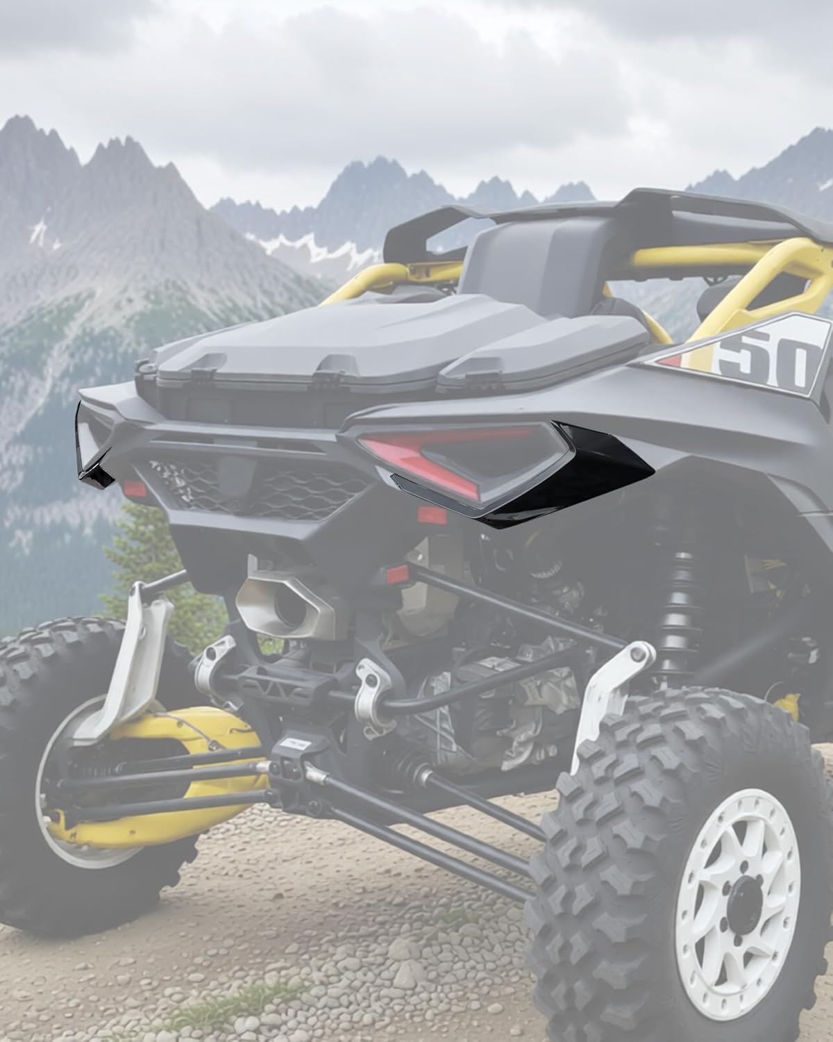 SAUTVS Black Rear Left & Right Taillight Trim Panel Kit for Can-Am Maverick R MAX X RS RC 2024-2026 Models Accessories, Replace #708303788#708303789