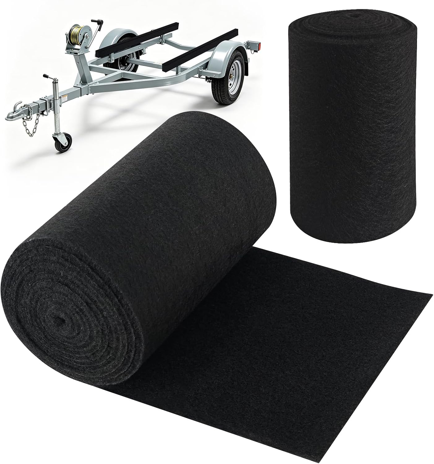 Boat Trailer Bunk Carpet 2 Pack 13ft x 12in, Double Layer Marine Grade Bunk Carpet with Cushion Padding, Extra Thick Waterproof Trailer Bunk Runner Cover for Boat, Jet Ski & Trailer Bunks