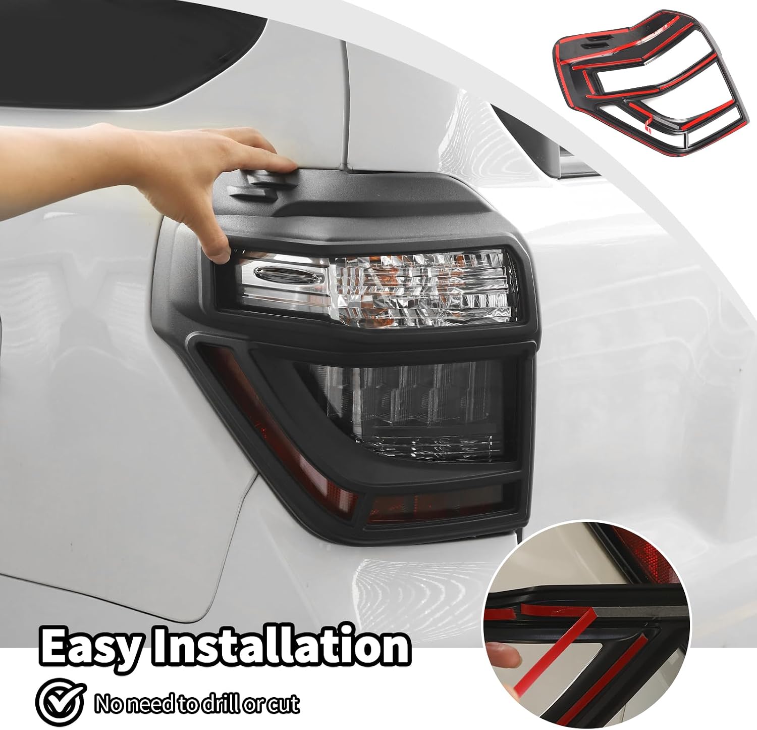 JWWY Tail Light Cover for Toyota 4Runner 2014–2023, Rear Light Lamp Protective Guard Trim Exterior Accessories,2pcs Black