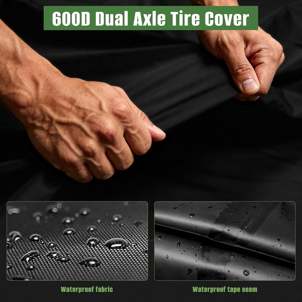 RV Tire Covers, 300D Trailer Tire Covers Fit 27"-30" Diameter Tire | 2 Pack RV Wheel Covers, Waterproof Dual Tire Cover for Camper SUV/RV/Trailer/Truck