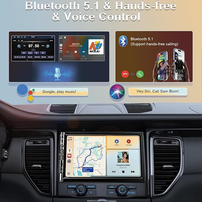 7 Inch Car Stereo with Wireless Apple CarPlay, Double Din Car Radio Androdi Auto - Image 2
