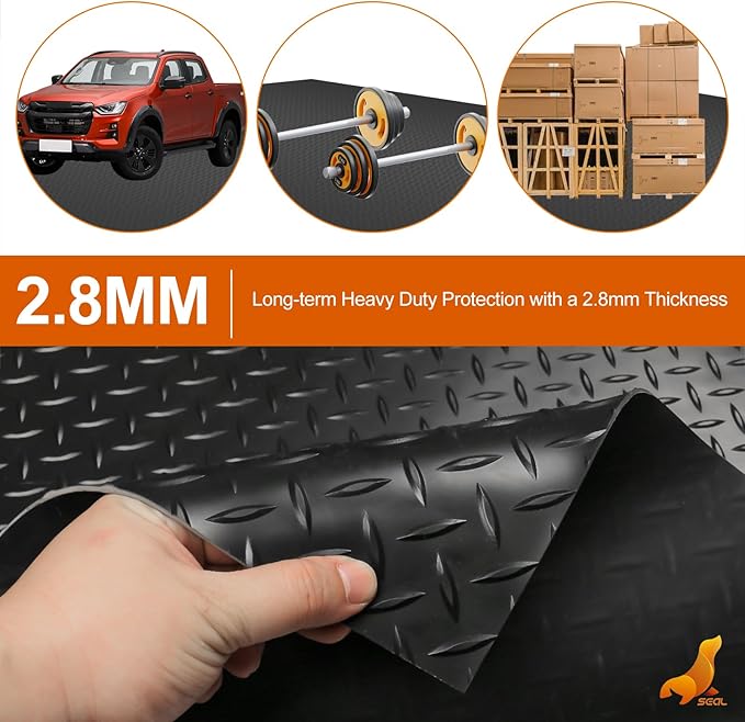 SEAL 6 x 20 Ft Premium Garage Floor Mat, Solid 2.8mm Thickened Black Commercial - Image 2