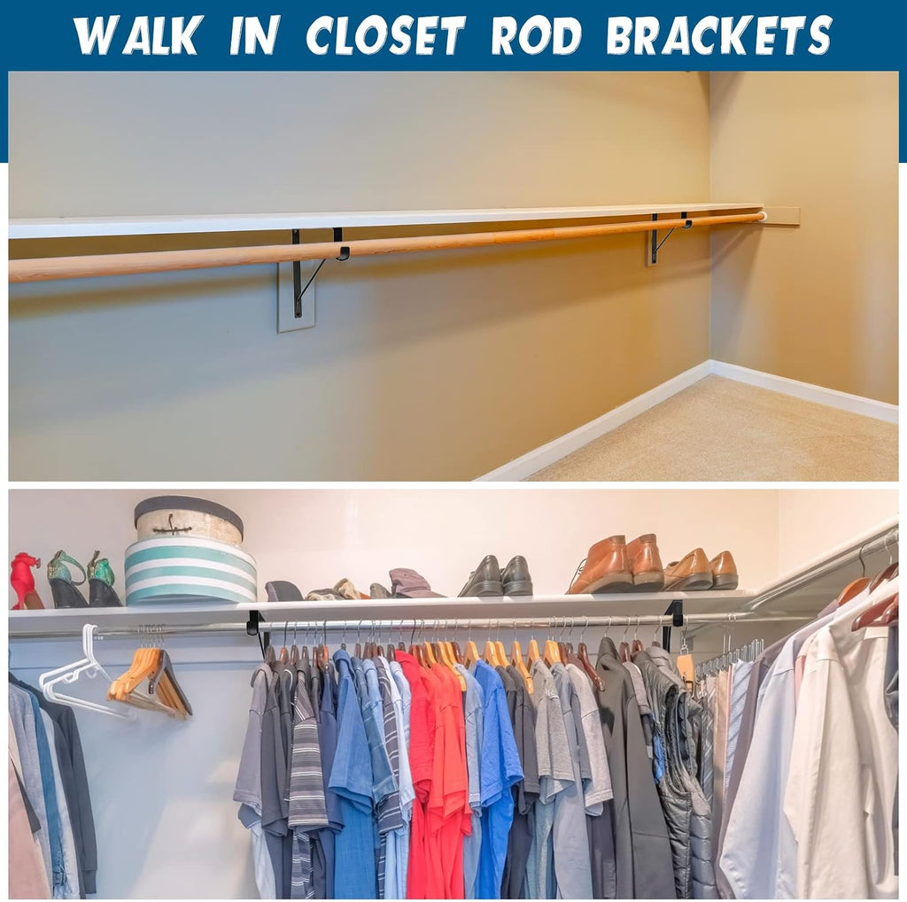 nuogo 8 pcs heavy duty closet rod brackets, side view