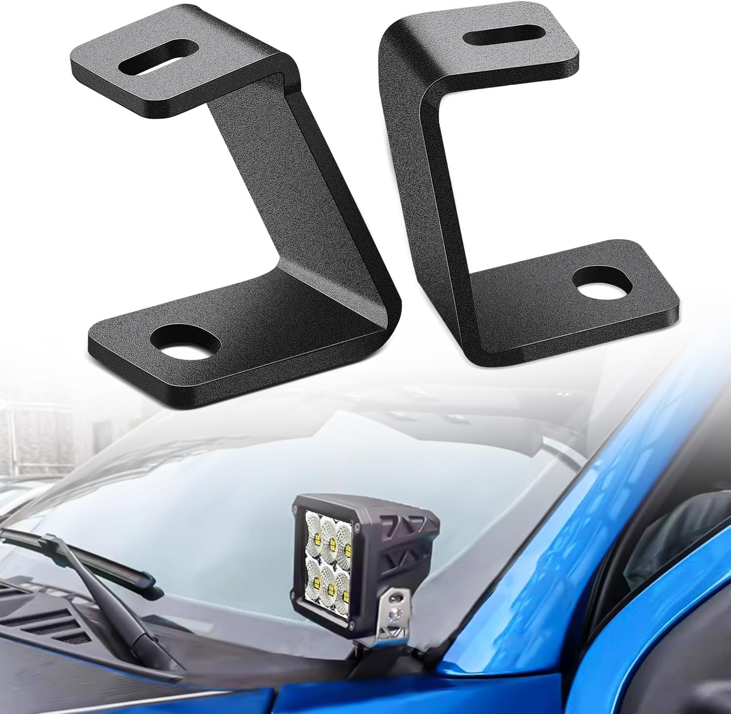 Nilight Ditch Light Bracket Hood Mount Brackets for Front A-Pillar Auxiliary Offroad LED Pod Lights Work Lighting on F150 Raptor 2017-2023 F-150 2015-2023