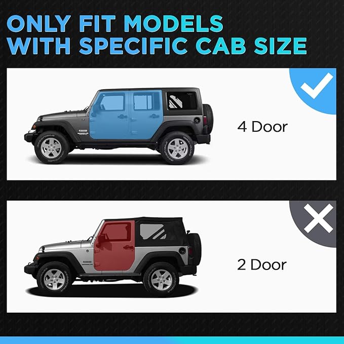 Running Boards Compatible with 2007-2018 Jeep Wrangle JK 4 Doors, Carbon Steel - Image 2