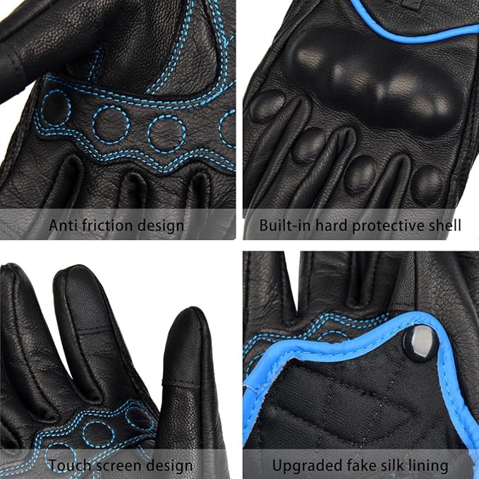 Harssidanzar Women's Motorcycle Gloves, Leather Motorcycle Gloves, Motorbike - Image 2