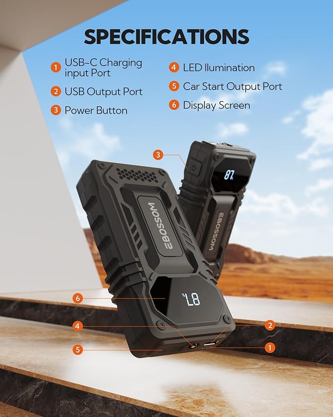 Car Battery Jump Starter, 12000mAh Battery Jump Box, 44.4Wh Vehicle Jump Booster - Image 7