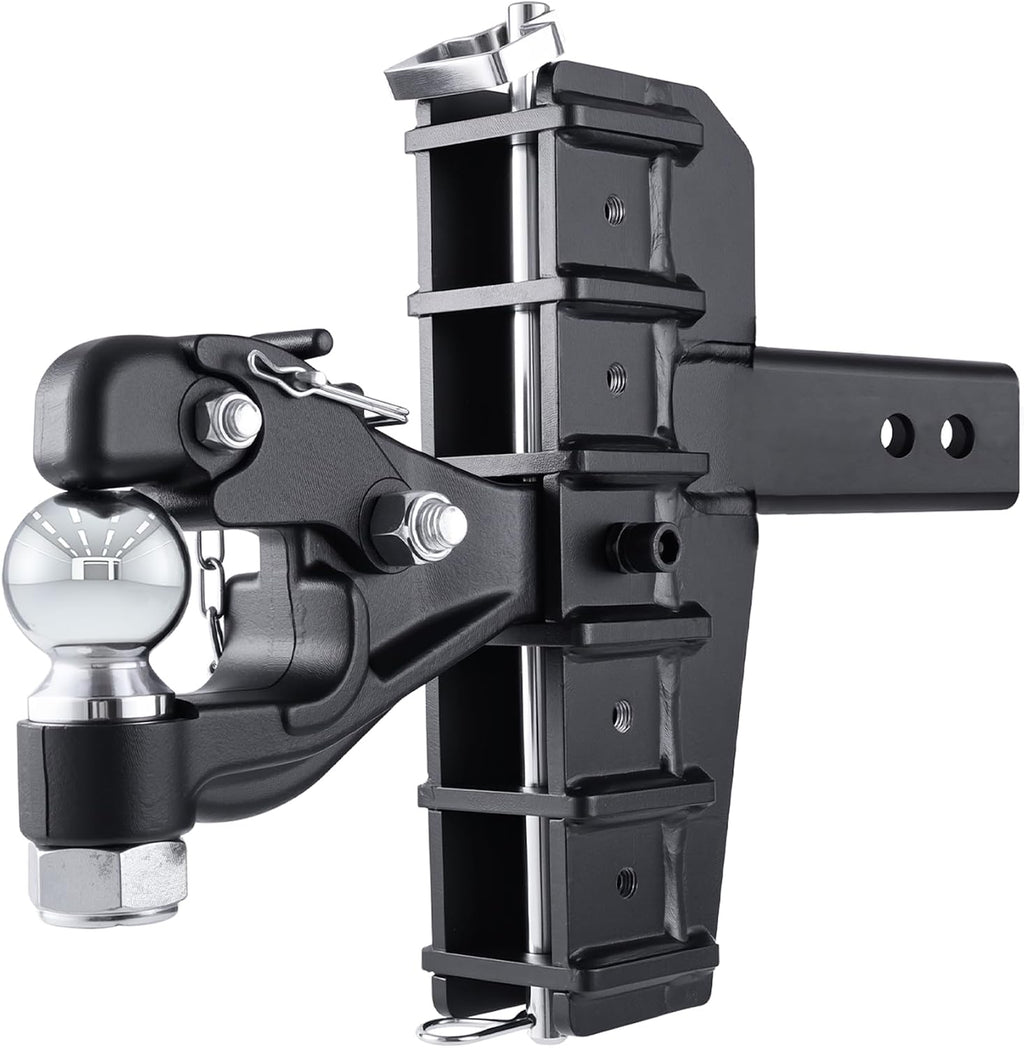 2-5/16"Ball Pintle Attachment Bundle with Adjustable Channel Mount Hitch, 6-7/16" Drop 6-5/8"Rise 20,000 LBS 2.5" Receiver