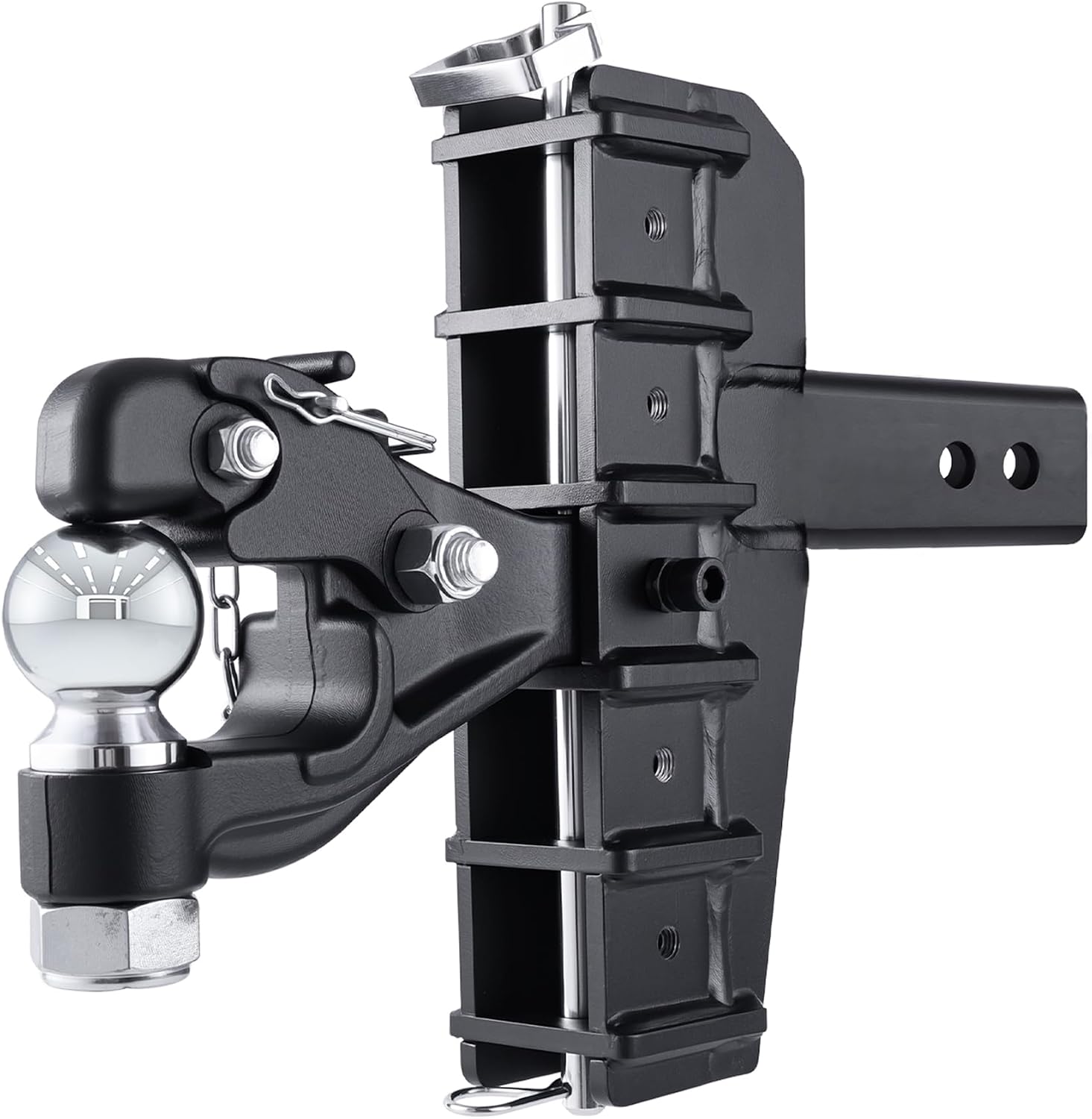 2-5/16"Ball Pintle Attachment Bundle with Adjustable Channel Mount Hitch, 6-7/16" Drop 6-5/8"Rise 20,000 LBS 2.0" Receiver