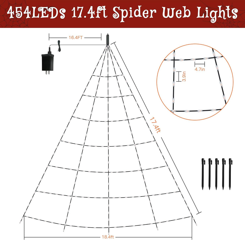 Ollny Halloween Lights Outdoor 454 LED Spider Web Lights Orange & Purple
