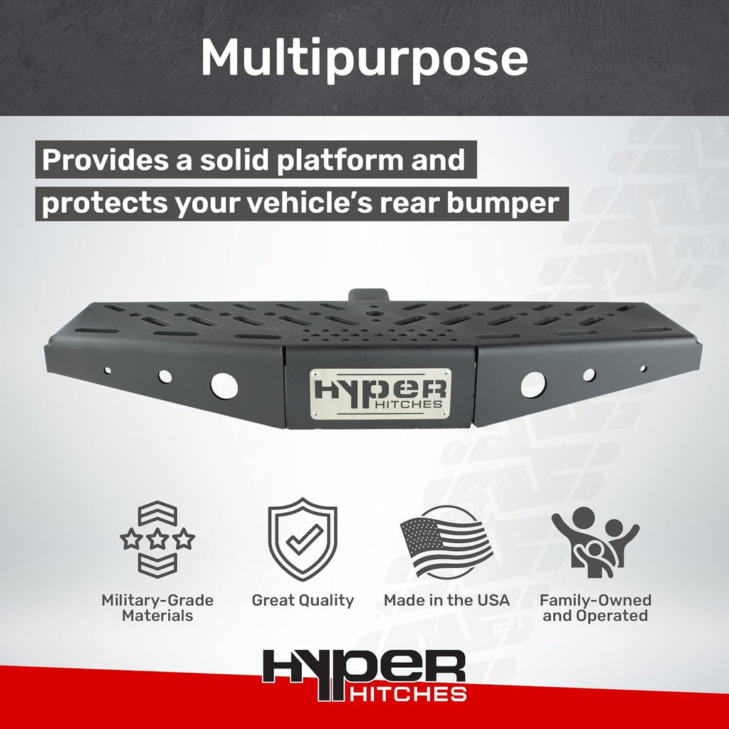 24" Hitch Step Model # HS-24 | Hitch Step | Truck Hitch Step 100% Made in The USA | Rear Bumper Guard Protector | with Built in Stabilizer (2" Receiver)