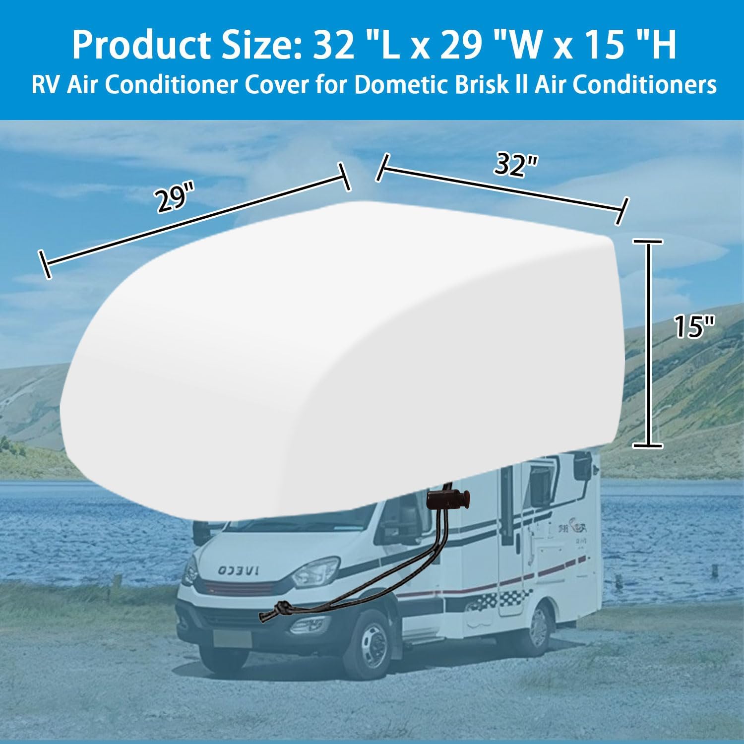 RV Camper Air Conditioner Cover Trailer AC Covers for RV Roof Unit, 600D Oxford Cloth Fits Dometic FreshJet 3, ASA, VEVOR, Furrion RV Air Conditioner Winter Covers for Outside - RV A/C Cover for Roof