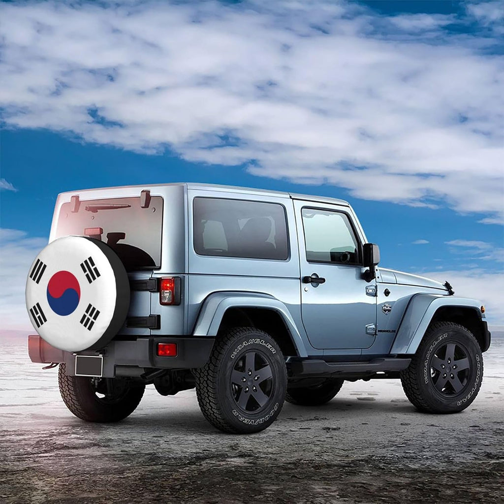 Korean Flag Print Universal Spare Tire Cover for RV, Jeep | Wheel Protector Fits Rv, Trailer, Jeep, Shield Tires From Sun, Dirt And Rain For Outdoor Storage