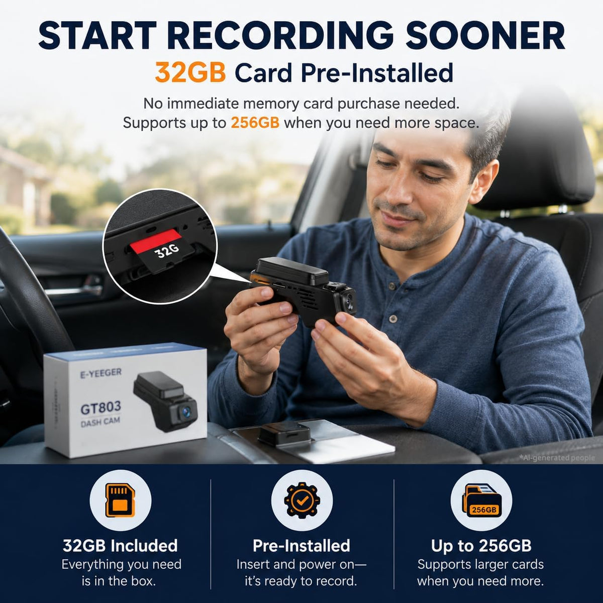 dash cam front and inside, 2.5k+ 1080p cabin, package contents