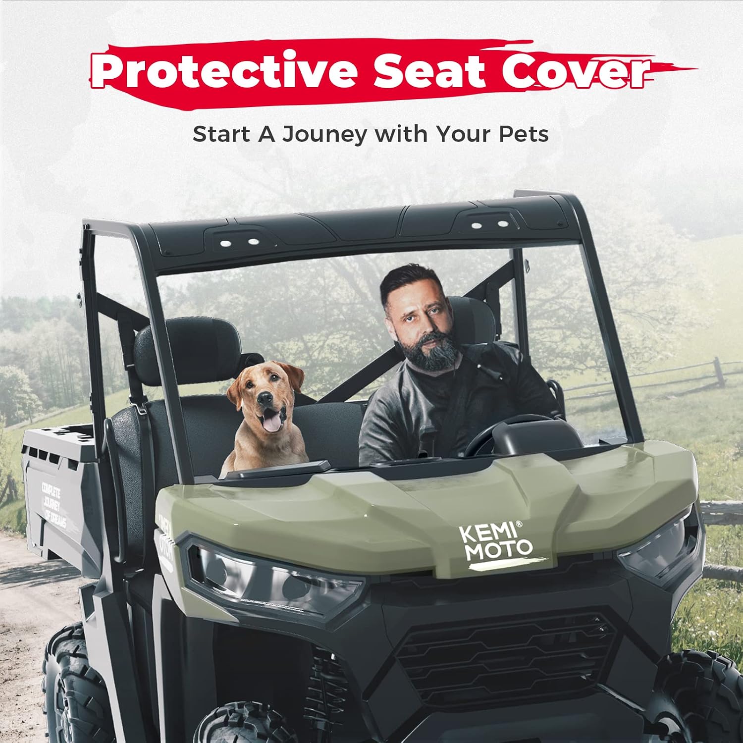 KEMIMOTO UTV Seat Covers Black Split Bench Compatible with Can Am Defender | Scratch-resistant 1680D oxford fabric, Waterproof,Easy to Clean, hook and loop,w/Headrest Cover Front Two Doors Split Bench