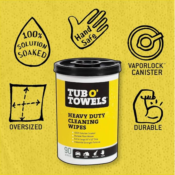 Tub O Towels TW90 Heavy-Duty 10" x 12" Size Multi-Surface Cleaning Wipes - Image 2