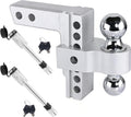 Aluminum Adjustable Trailer Hitch for 2-Inch Receiver 6 Inch Drop/Rise Hitch Ball Mount with 2" and 2-5/16" Ball Hitches Heavy Duty 12,500 LBS GTW Towing Hitch