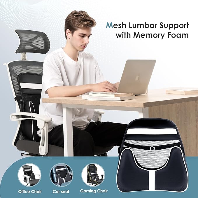 FLORICH Double Layer Breathable Mesh Lumbar Support Ergonomic Leather Lumbar - Image 8