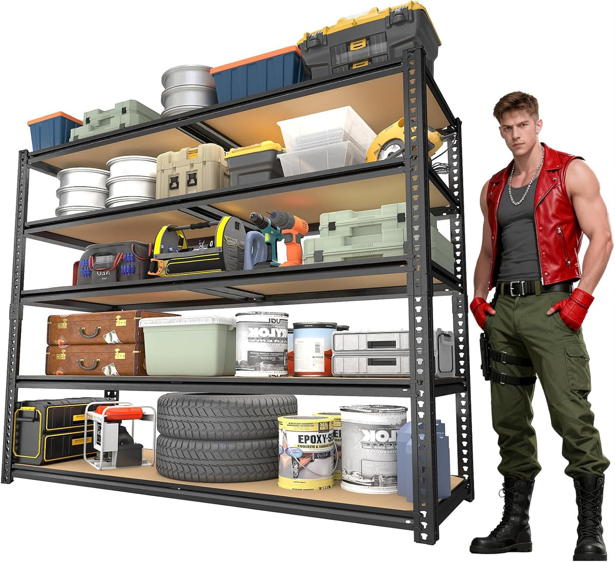 garage racks for storage，5-tier adjustable garage shelving storage, main product view