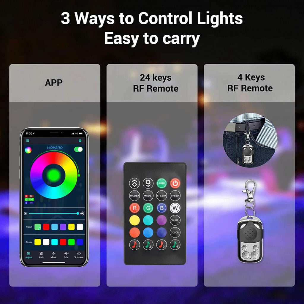 Hovano RGB LED Rock Lights, 20 Pods Waterproof Magic-RGB Multicolor Chasing Neon Underglow Music Lighting Kit with APP/RF Control for Jeep Off Road Truck Car ATV SUV RZR