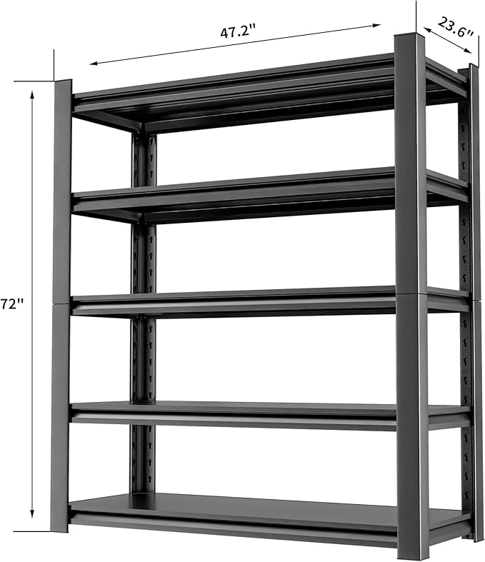 Metal Garage Storage Shelving Unit, 5-Tier Heavy Duty Adjustable Utility Shelves - Image 3