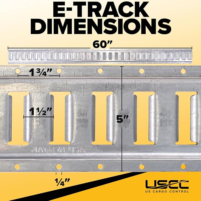 US Cargo Control E-Track, Made in USA, 12 Gauge Steel 5 FT Galvanized Rails - Image 2