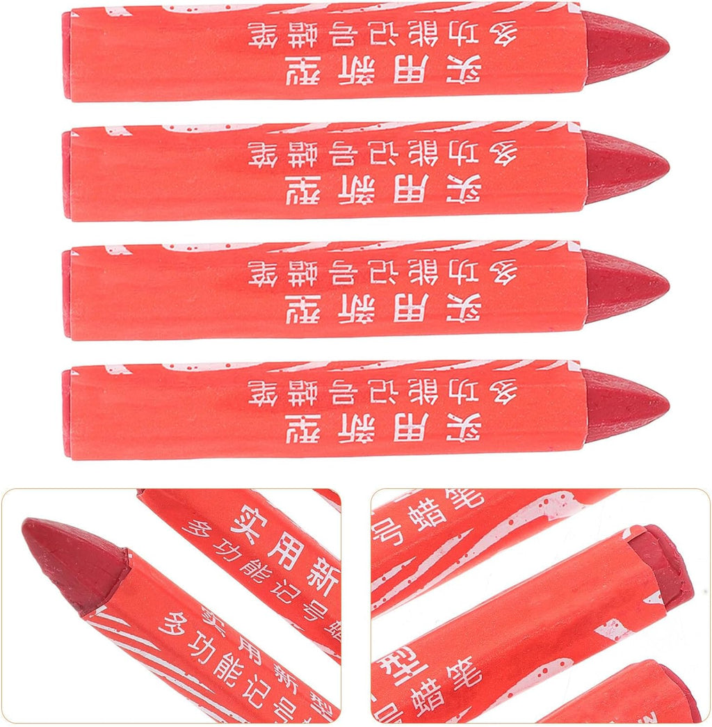 4pcs Waterproof Tire Marker Pens Red Wax Crayons for Marking on Plastic and Carton Sturdy Auto Tire Repair Tool for Marking Repair Position