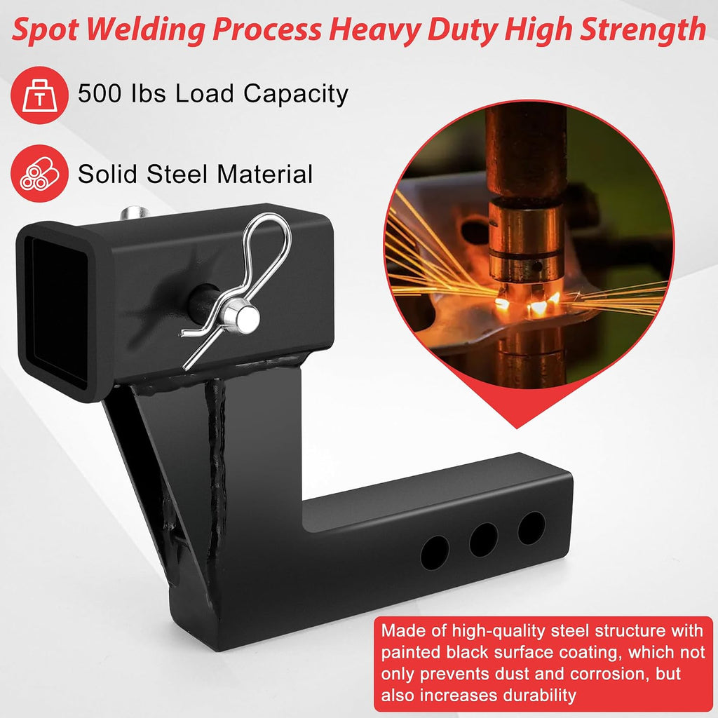 2 Inch Trailer Hitch Receiver Extension with 6 inch Rise/Drop Compatible with All Standard 2" Hitch Receivers Trailer Hitch Riser Extender with Pin and Clip by Fetechmate