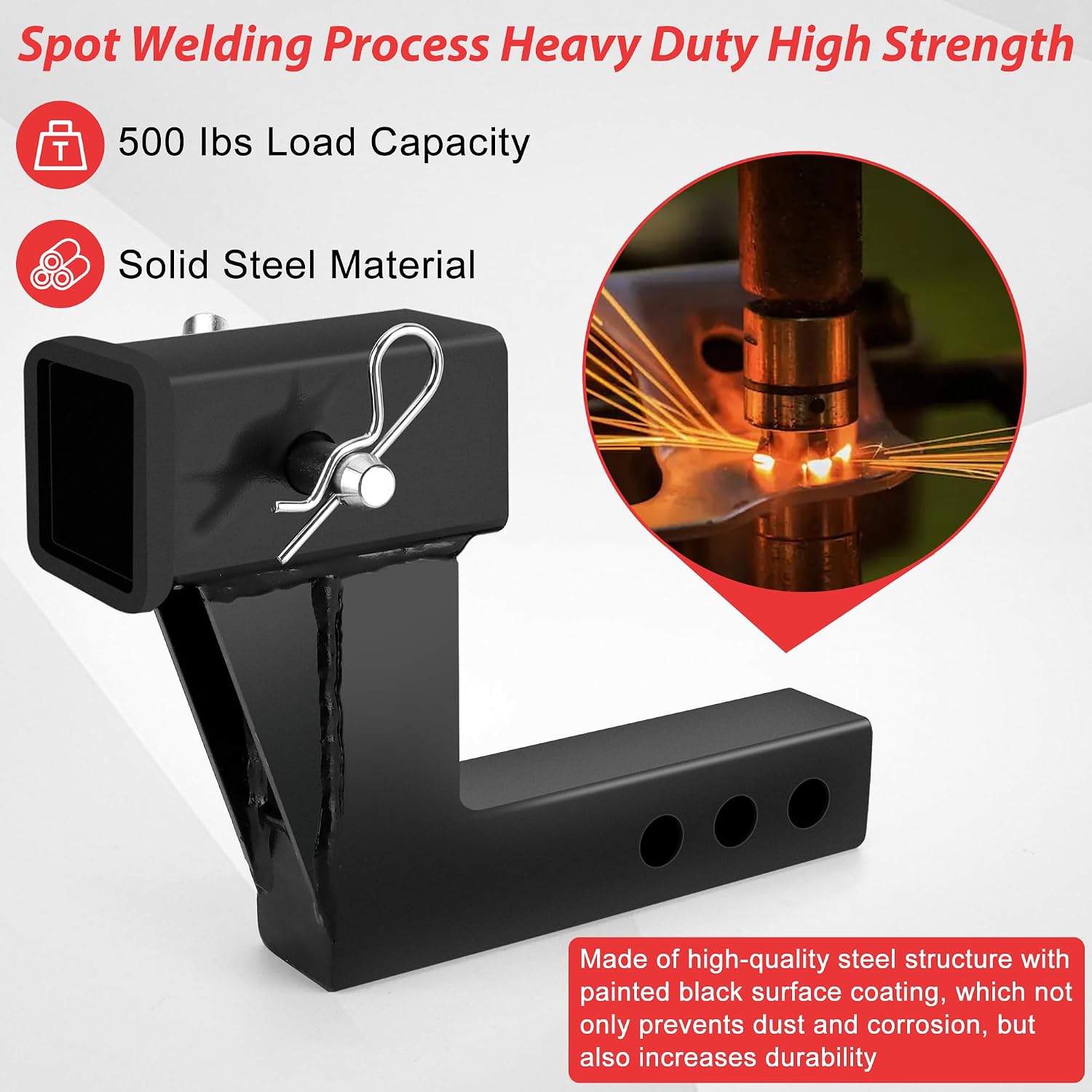 2 Inch Trailer Hitch Receiver Extension with 6 inch Rise/Drop Compatible with All Standard 2" Hitch Receivers Trailer Hitch Riser Extender with Pin and Clip by Fetechmate