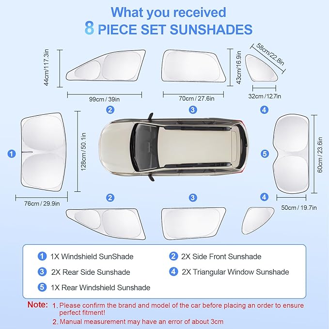8pcs Car Window Shades for Subaru Outback Wagon 2015-2019 Accessories, - Image 7