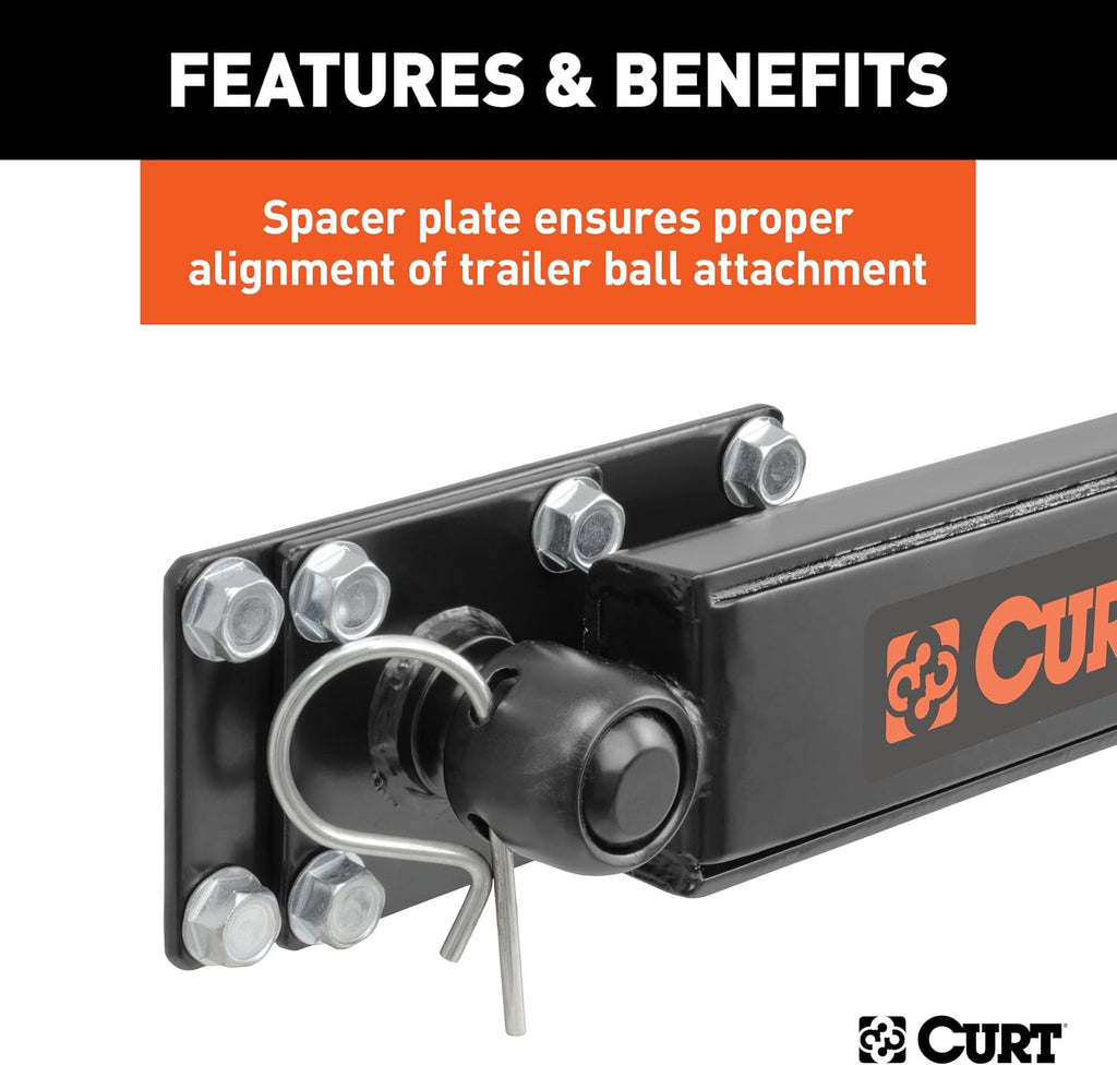 CURT 17063 Round Bar Weight Distribution Hitch with Sway Control, 2" Shank, 2-5/16" Ball, 10,000-14,000 lb GTW, 1,000-1,400 lb TW, Integrated Lubrication for Travel Trailers and Campers