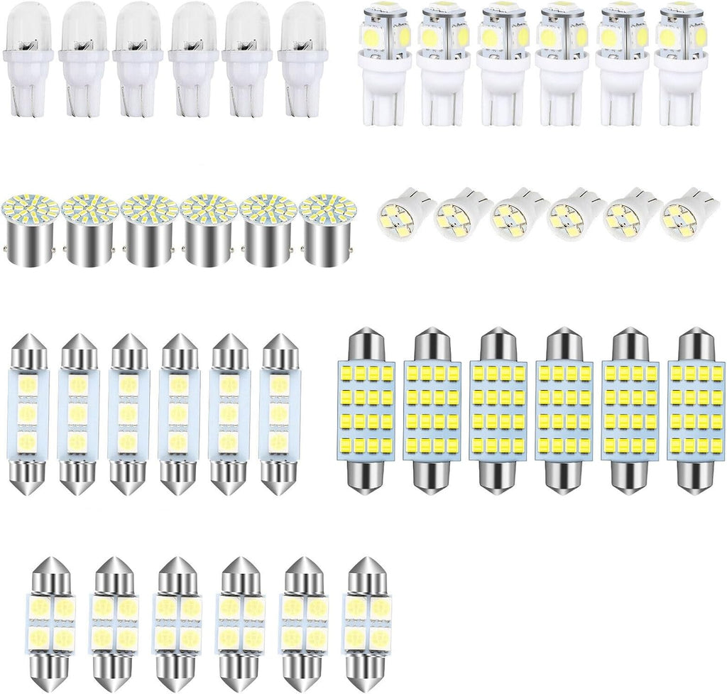 Car Interior Combo LED Map Dome Door Trunk License Plate Light Bulbs White 42PCS