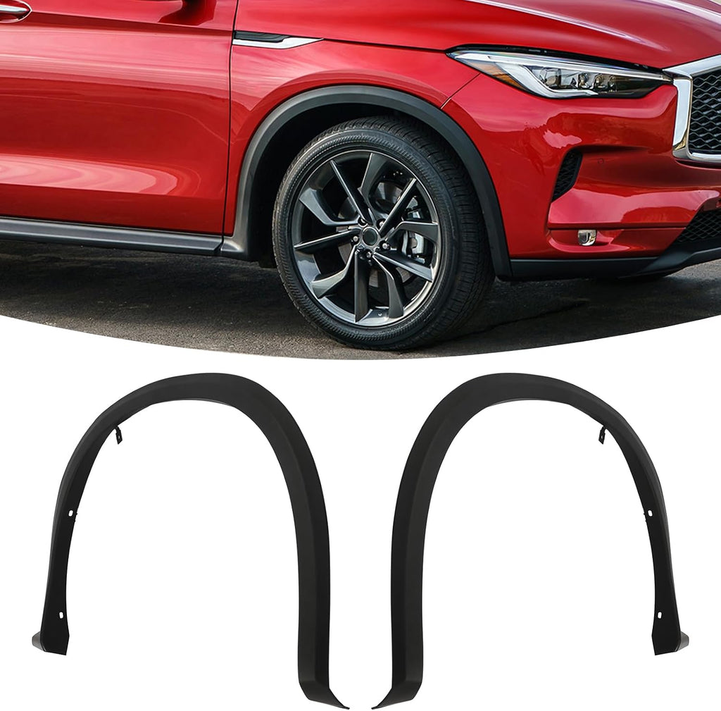 Front Fender Flare Molding Trim for Infiniti QX50 2019 2020 Left Driver Side and Right Passenger Side Front Fender Flare Molding Arch Trim Replacement Black 638615NA0A 638605NA0A