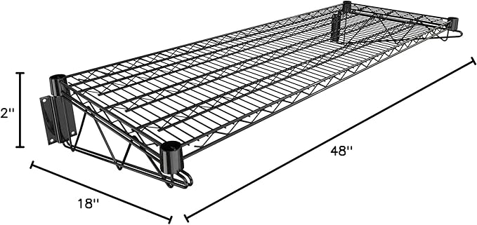 18" x 48" Black Epoxy Wire Wall Mount Shelf - Image 3