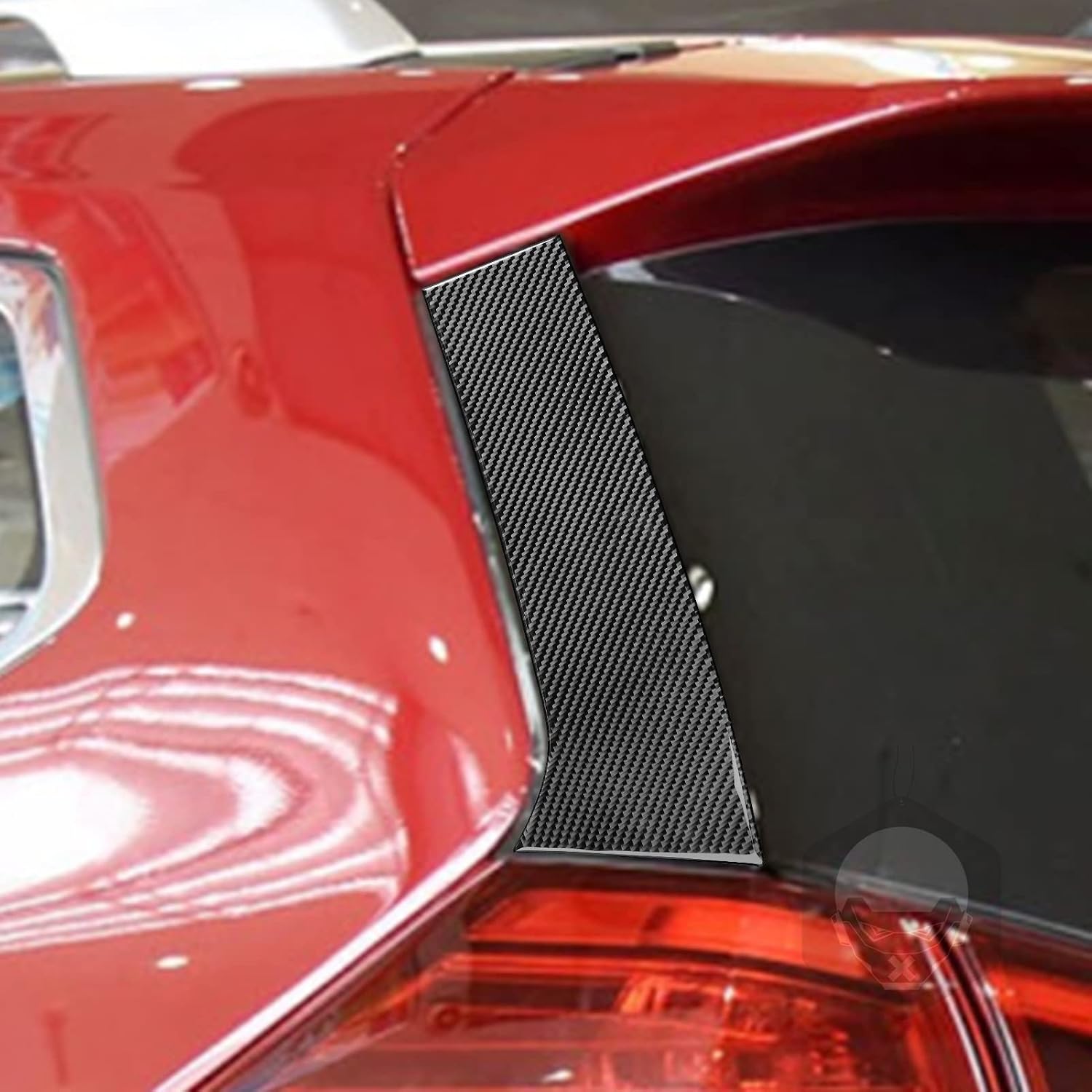 NVCNX Real Premium Carbon Compatible With Nissan Rogue 2014-2020 2015 2016 2017 2018 2019 S SL SV Fiber Car Rear Tail Light Upper Pillar Post Panel Cover Sticker Decal Exterior Trim Accessories Black