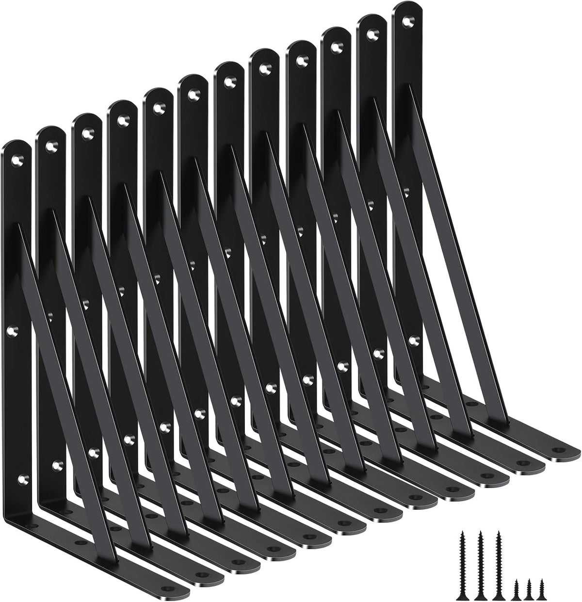 12 Pack L11 x H 8" Black Heavy Duty Shelf Brackets