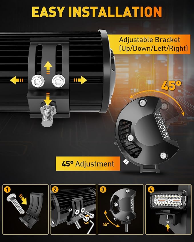 NAOEVO 7 Inch Light Bar, 240W 24, 000LM Offroad Fog/Driving Lights LED Pods - Image 6