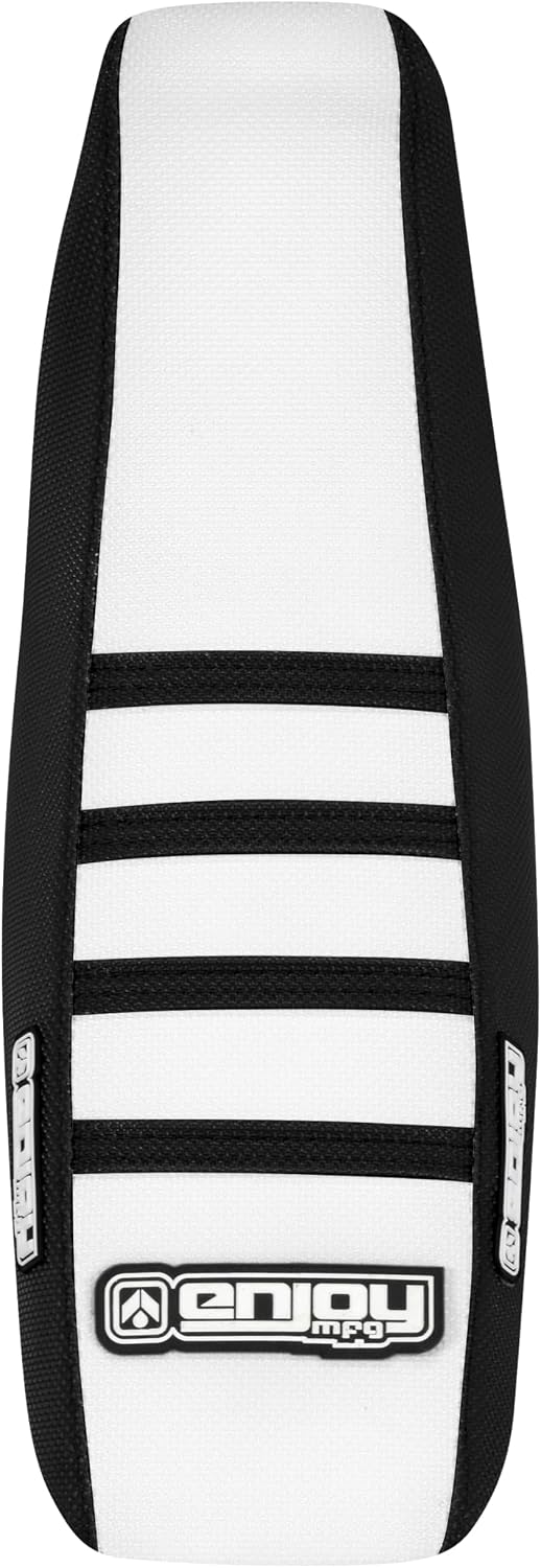Enjoy Mfg Seat Cover - Compatible with Honda CRF50 CRF50F (2004-2026) XR50R (2000-2003) _#106 (Black Sides/White top/Black Ribs)