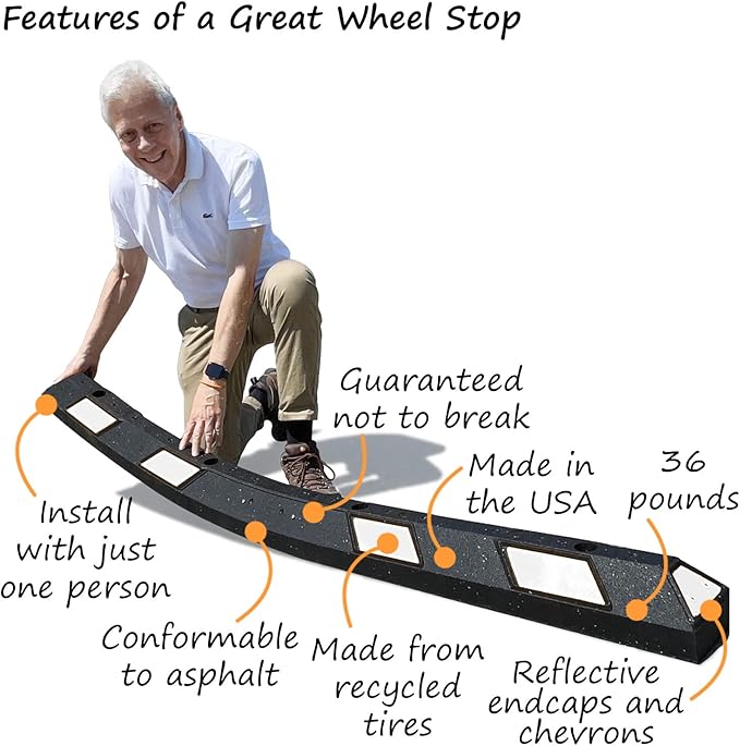 SmartSign Rubber Parking Curb, Heavy Duty Parking Stops - Image 3