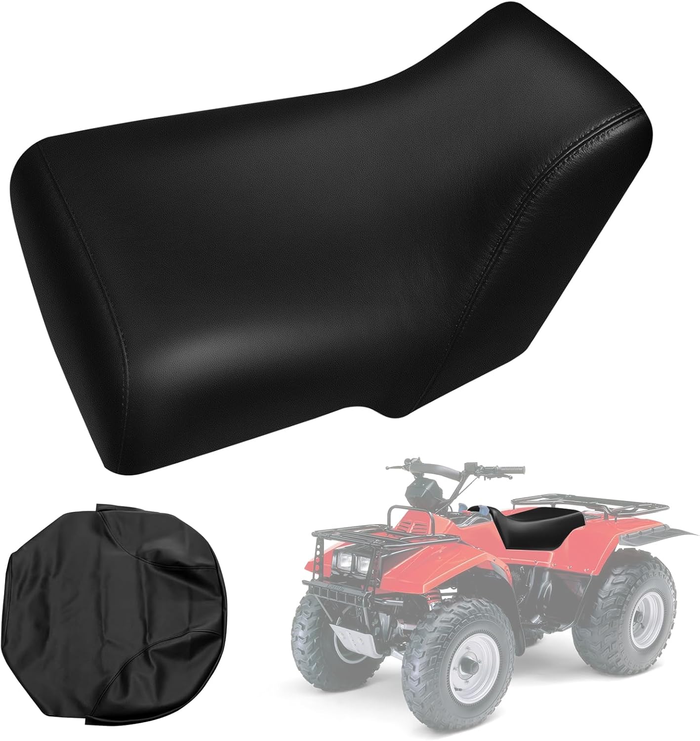 Seat Cover Compatible with 1998-2002 Suzuki Quadrunner 500 LT-F500F, Heavy Duty Leather ATV Seat Cover Replacement, Black