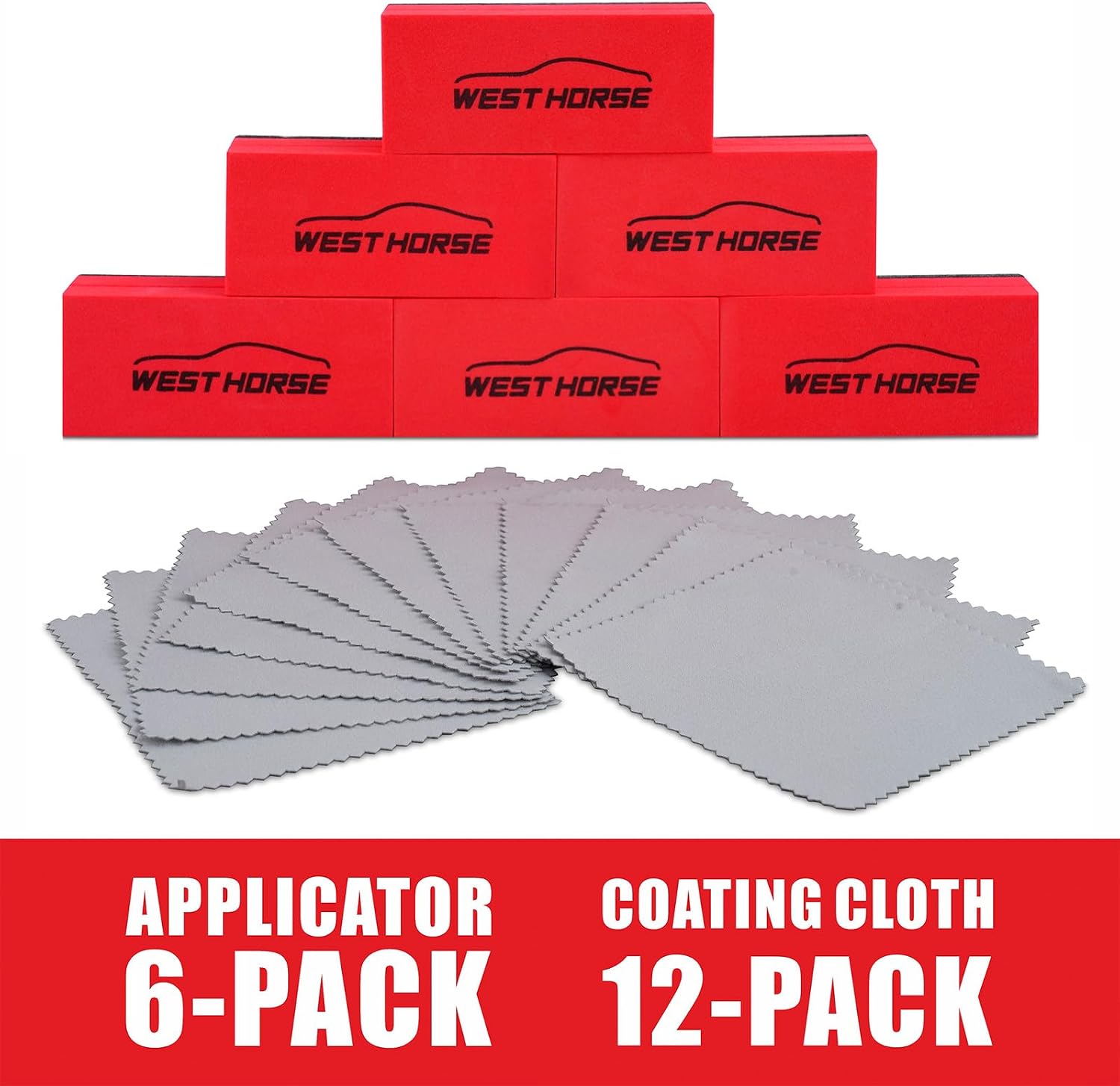 18PC Ceramic Coating Applicator Kit | 6 Foam Sponge Blocks, 12 Suede Cloths, For Paint, Glass, Wheels, Wax & Sealant Application