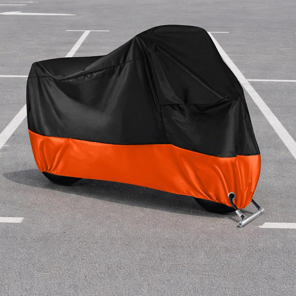 190T Heavy-Duty Motorcycle Cover, Waterproof Windproof UV Resistant with Lock Hole, Universal Fit for Motorcycles, Scooters & Electric Bikes