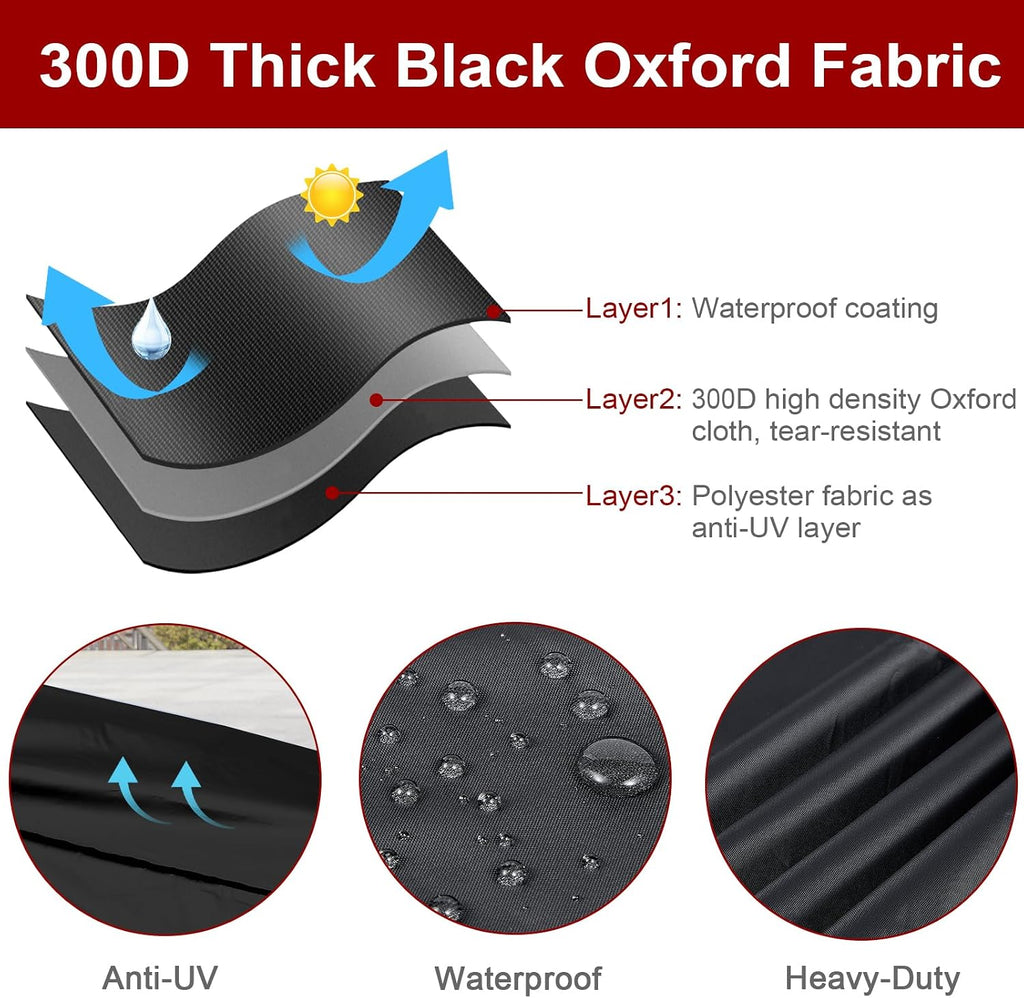 Dream Apparel Motorcycle Seat Cover Sun Shade Waterproof Outdoor Rain Dust Protection Universal Fit Heavy Duty Windproof Motorbike Vehicle Cover with Storage Bag, Black, Size L