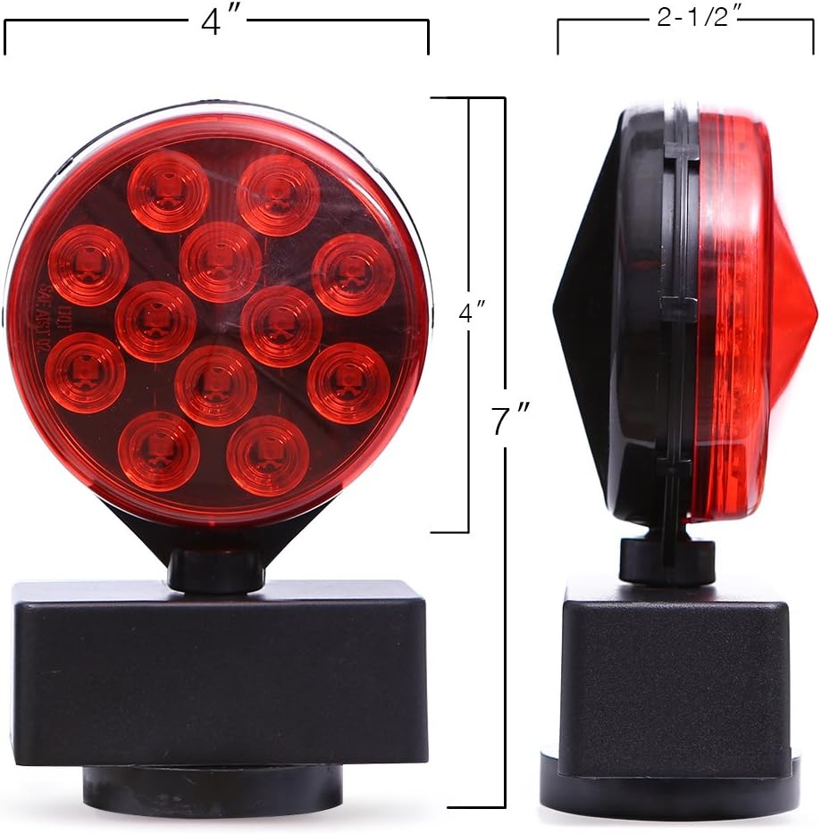 CZC AUTO 12V LED Magnetic Towing Light Kit for Boat Trailer RV Truck - Magnetic Strength 55 Pounds