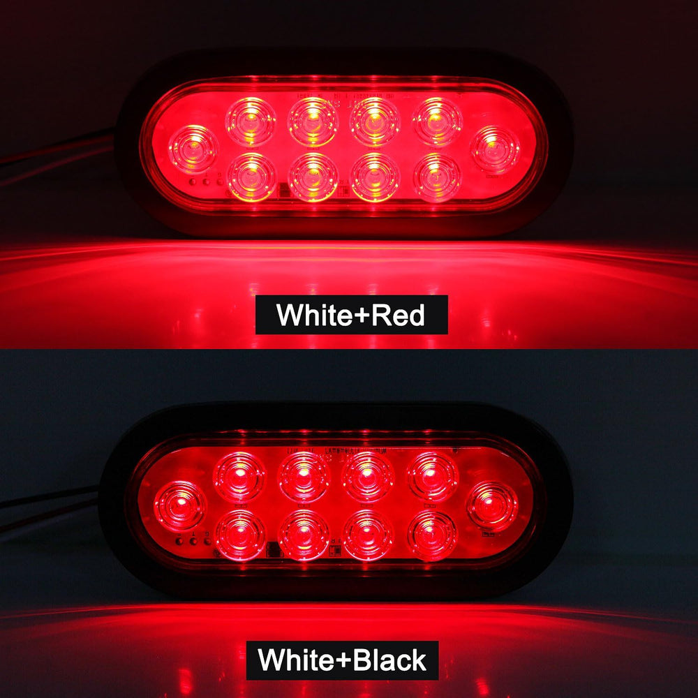 12Pcs 6" Inch Oval LED Trailer Tail Lights Stop Turn Tail Lights Red 10LED