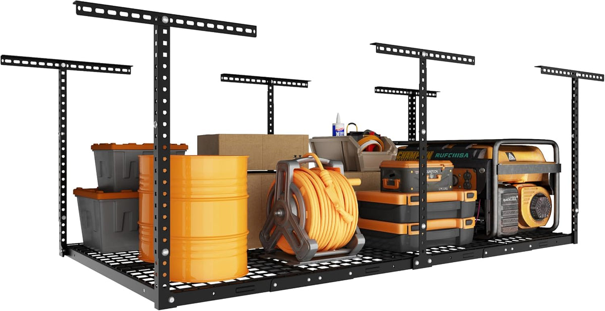 4x8ft overhead ceiling garage storage rack, 750lbs capacity, main product view