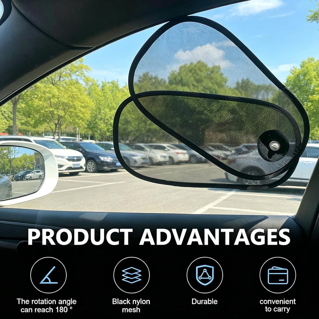 2 PCS Car Window Shades for Baby, 15.75" × 8.27" Rotatable Side Window Sun Shade, Mesh Sun Blocker with Suction Cups, Fits Driver/Passenger/Rear Windows