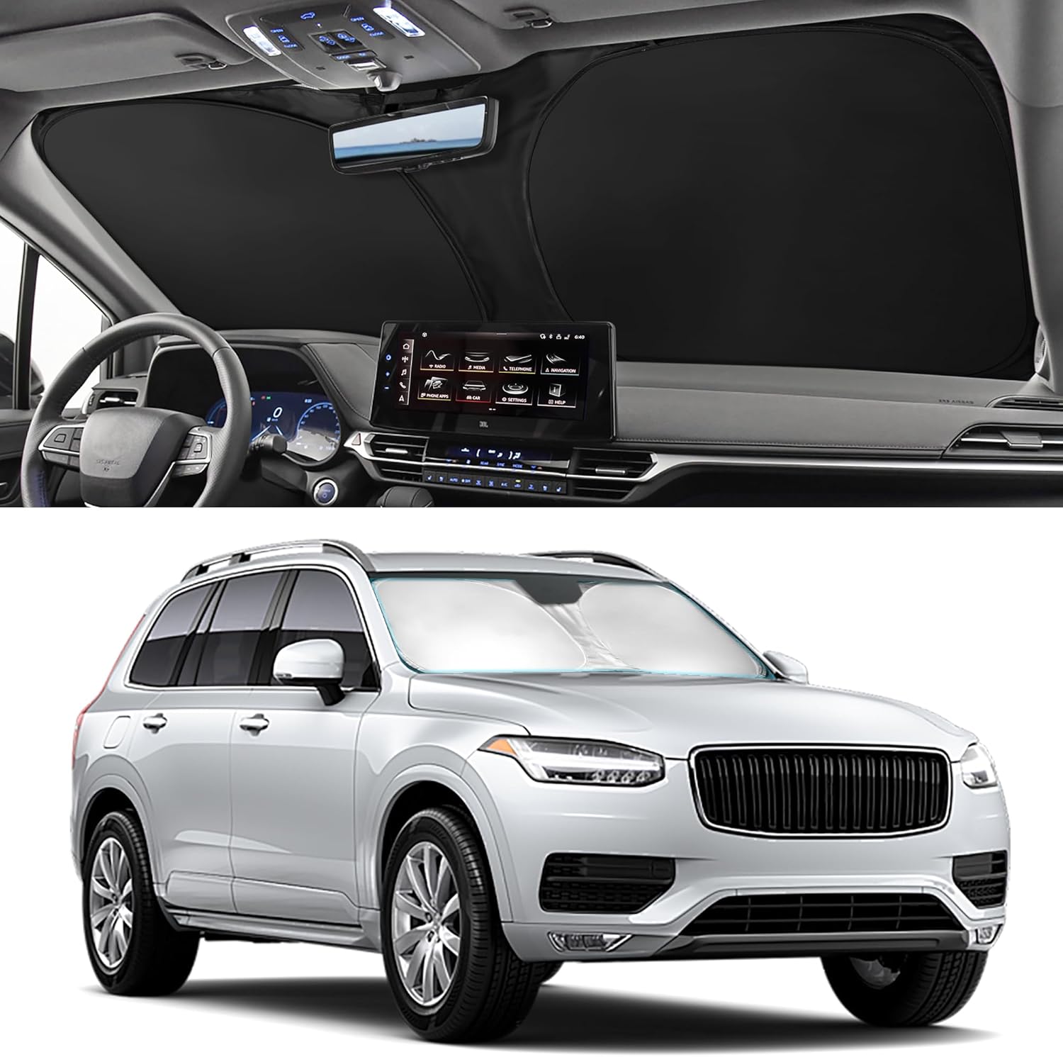 Car Windshield Sun Shade Sunshade Compatible with Acura RDX Tech A-Spec Advance SUV 2027 2026 2025 2024 2023-2019 Accessories, Foldable Car Front Window Sun Shield Visor