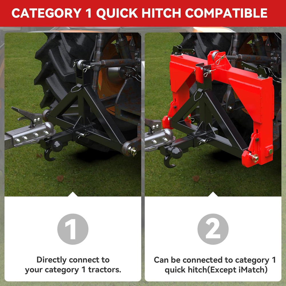 3 Point 2" Trailer Hitch Receiver Compatible with Quick Hitch for Catego...