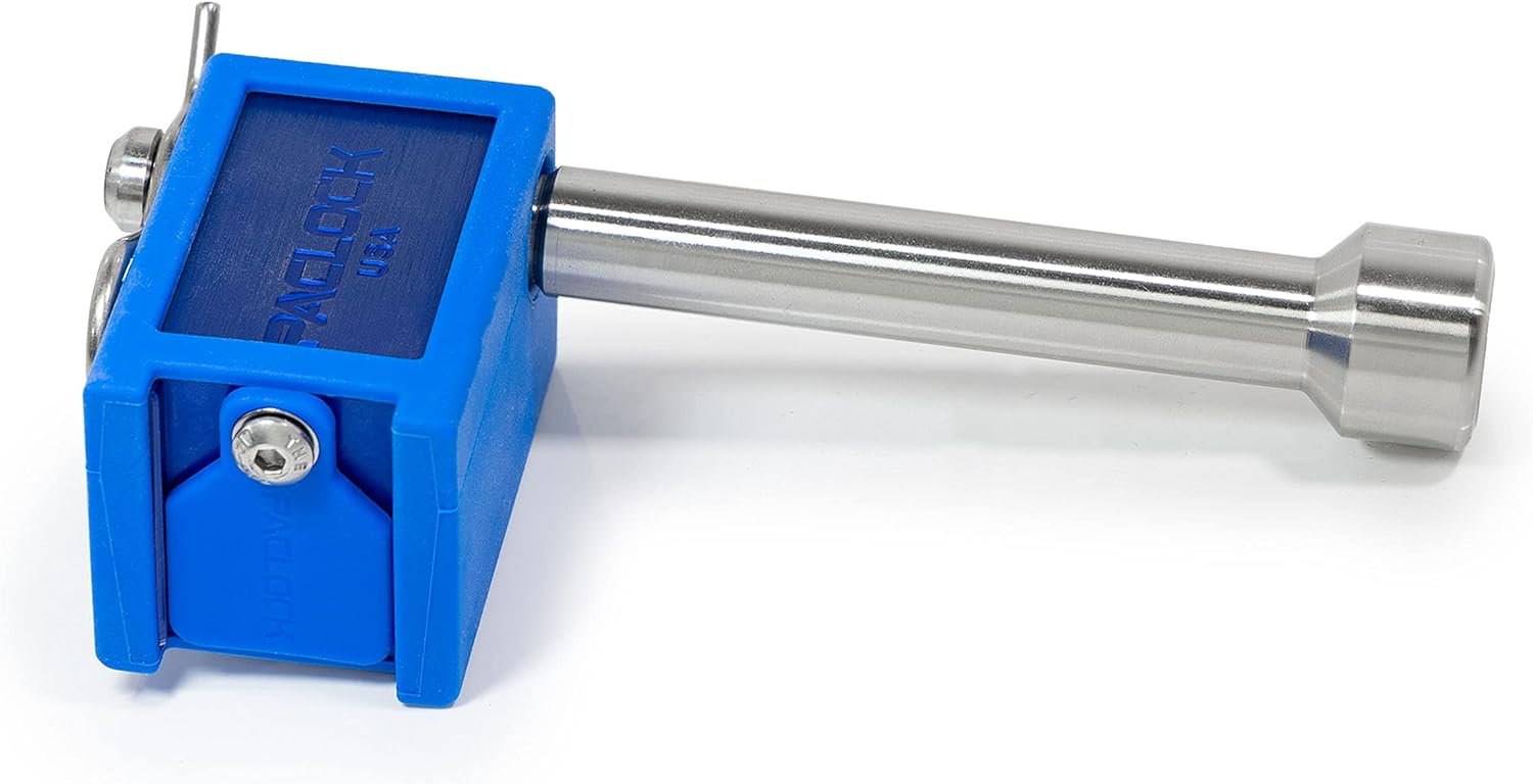 PACLOCK's 80-Series Trailer Hitch Lock, UCS, 250" Pin for 2-1/2" Receivers, High Performance 6-Pin Cylinder, One Lock Keyed to a Number U-Pick! w/ 2 Keys, Blue